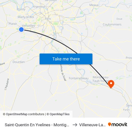Saint-Quentin En Yvelines - Montigny-Le-Bretonneux to Villeneuve-La-Guyard map
