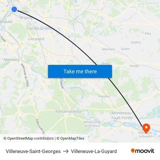 Villeneuve-Saint-Georges to Villeneuve-La-Guyard map