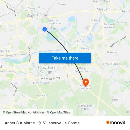Annet-Sur-Marne to Villeneuve-Le-Comte map