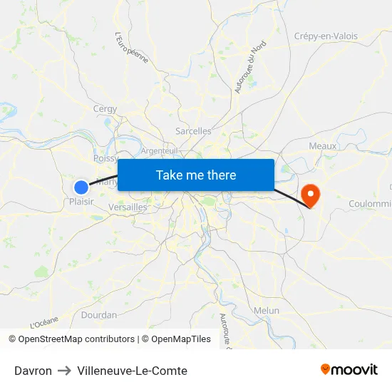 Davron to Villeneuve-Le-Comte map