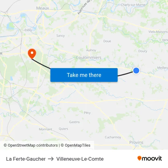 La Ferte-Gaucher to Villeneuve-Le-Comte map