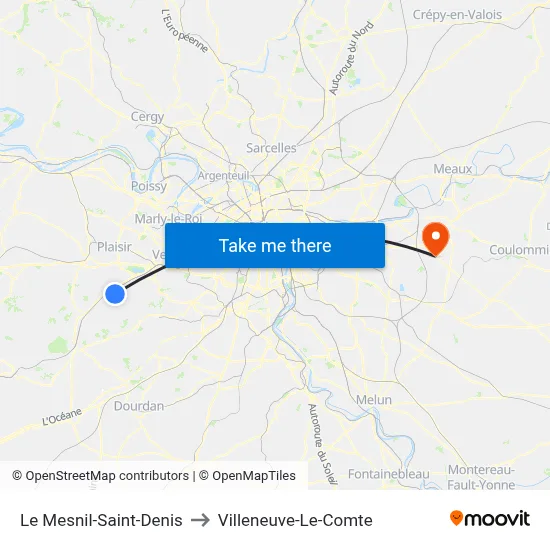 Le Mesnil-Saint-Denis to Villeneuve-Le-Comte map
