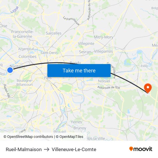 Rueil-Malmaison to Villeneuve-Le-Comte map