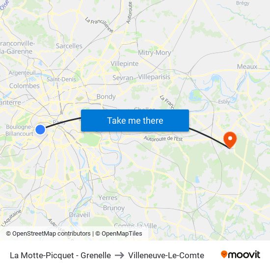 La Motte-Picquet - Grenelle to Villeneuve-Le-Comte map