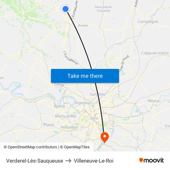 Verderel-Lès-Sauqueuse to Villeneuve-Le-Roi map
