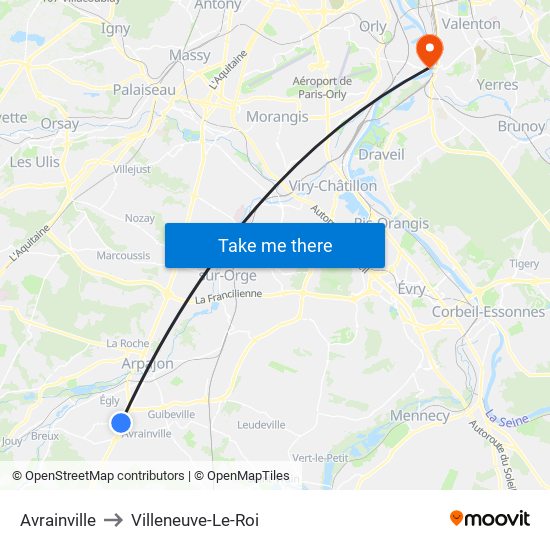 Avrainville to Villeneuve-Le-Roi map