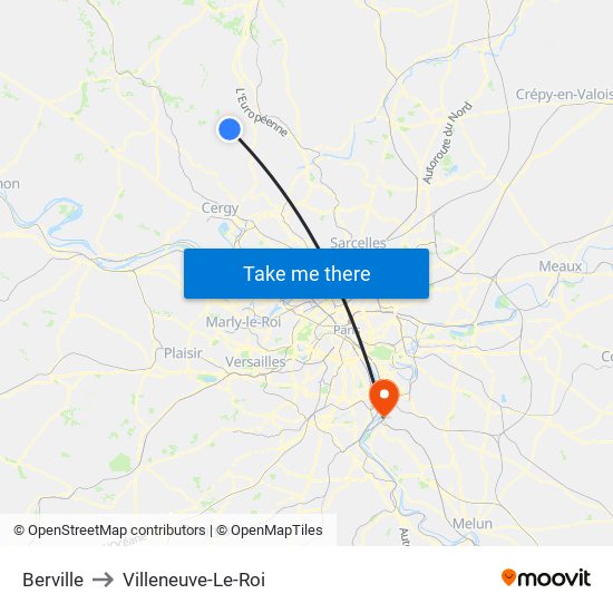 Berville to Villeneuve-Le-Roi map
