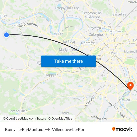 Boinville-En-Mantois to Villeneuve-Le-Roi map