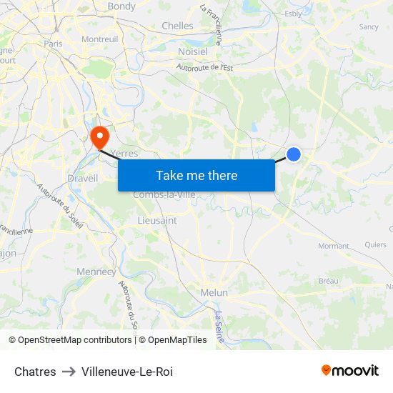 Chatres to Villeneuve-Le-Roi map