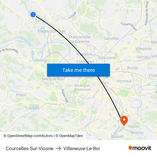 Courcelles-Sur-Viosne to Villeneuve-Le-Roi map