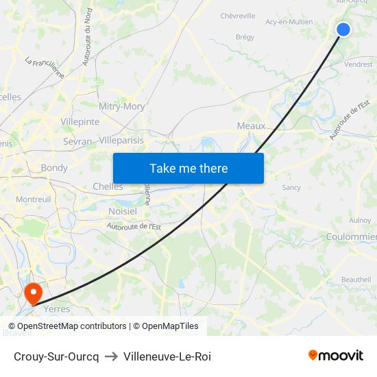 Crouy-Sur-Ourcq to Villeneuve-Le-Roi map