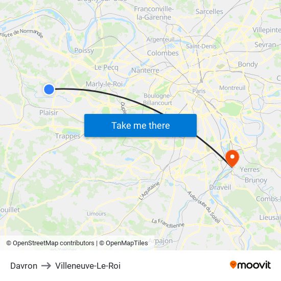Davron to Villeneuve-Le-Roi map