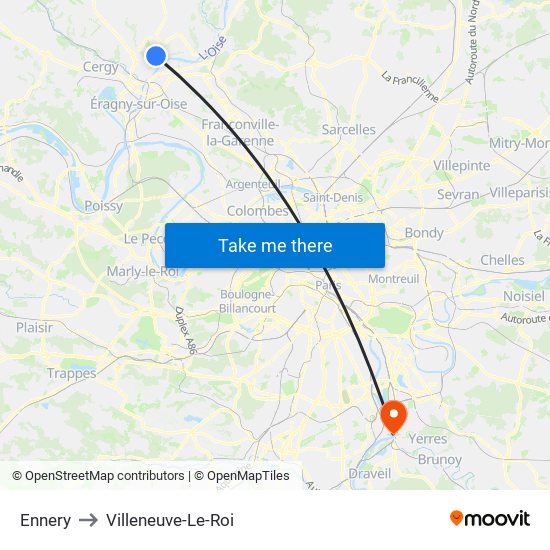 Ennery to Villeneuve-Le-Roi map