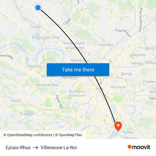 Epiais-Rhus to Villeneuve-Le-Roi map
