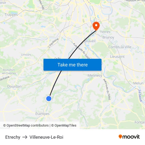 Etrechy to Villeneuve-Le-Roi map