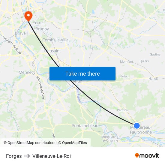 Forges to Villeneuve-Le-Roi map