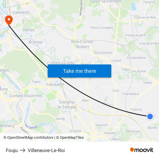 Fouju to Villeneuve-Le-Roi map