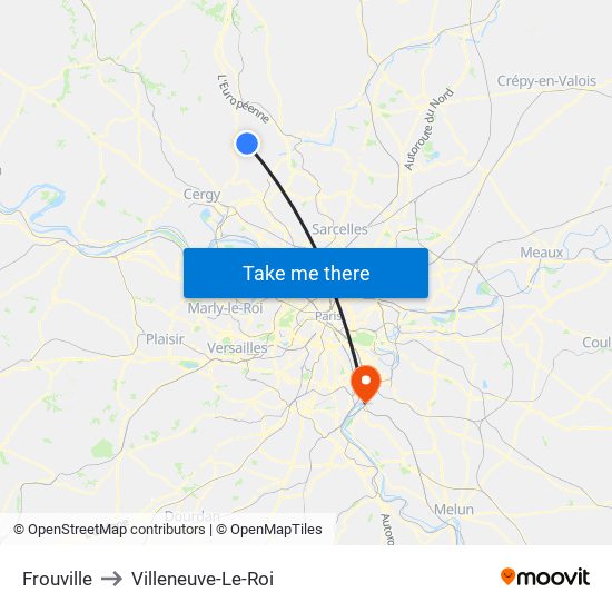 Frouville to Villeneuve-Le-Roi map