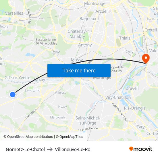 Gometz-Le-Chatel to Villeneuve-Le-Roi map