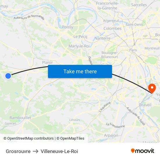 Grosrouvre to Villeneuve-Le-Roi map