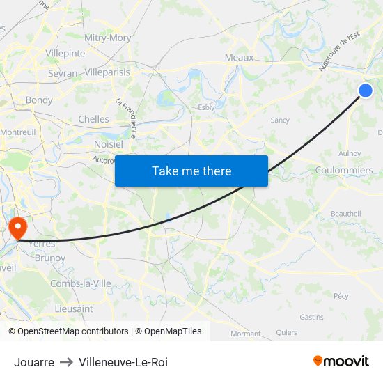 Jouarre to Villeneuve-Le-Roi map