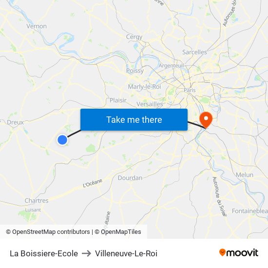 La Boissiere-Ecole to Villeneuve-Le-Roi map