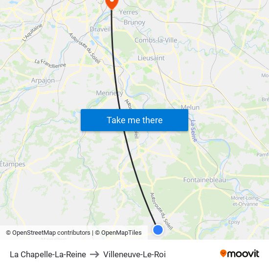 La Chapelle-La-Reine to Villeneuve-Le-Roi map