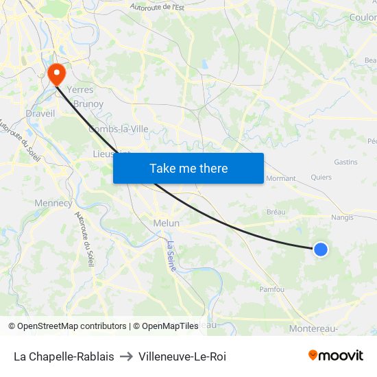 La Chapelle-Rablais to Villeneuve-Le-Roi map