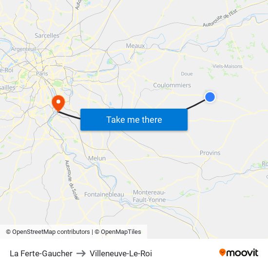 La Ferte-Gaucher to Villeneuve-Le-Roi map