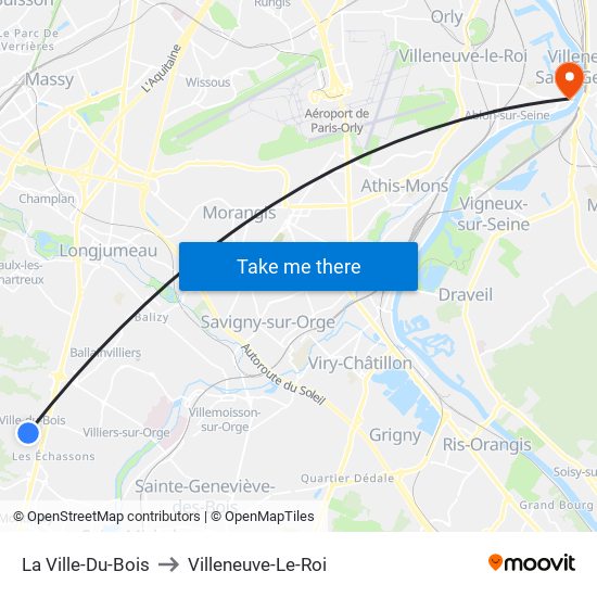 La Ville-Du-Bois to Villeneuve-Le-Roi map