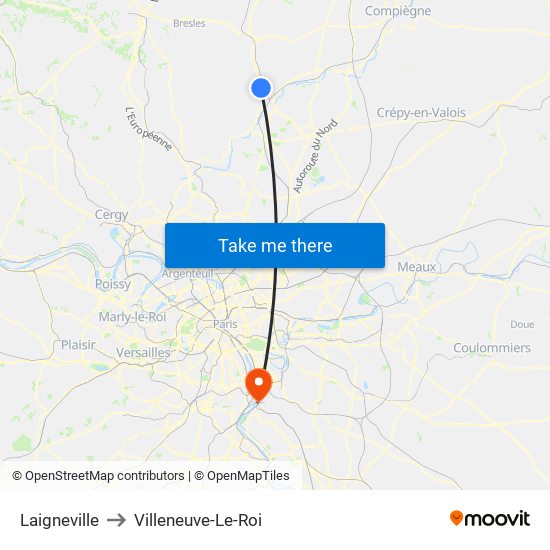 Laigneville to Villeneuve-Le-Roi map