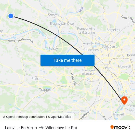 Lainville-En-Vexin to Villeneuve-Le-Roi map