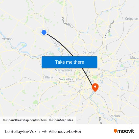 Le Bellay-En-Vexin to Villeneuve-Le-Roi map
