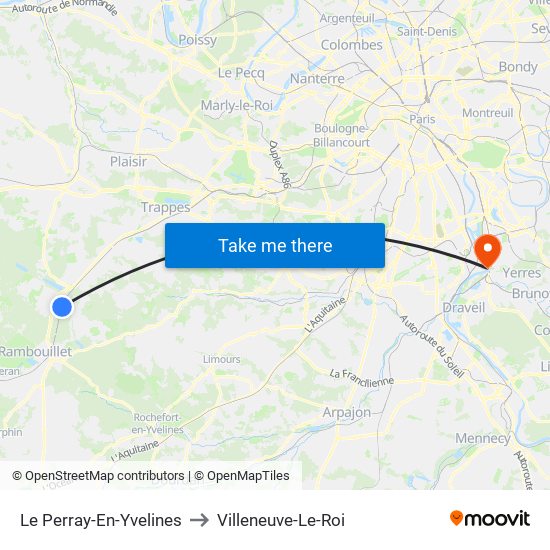 Le Perray-En-Yvelines to Villeneuve-Le-Roi map