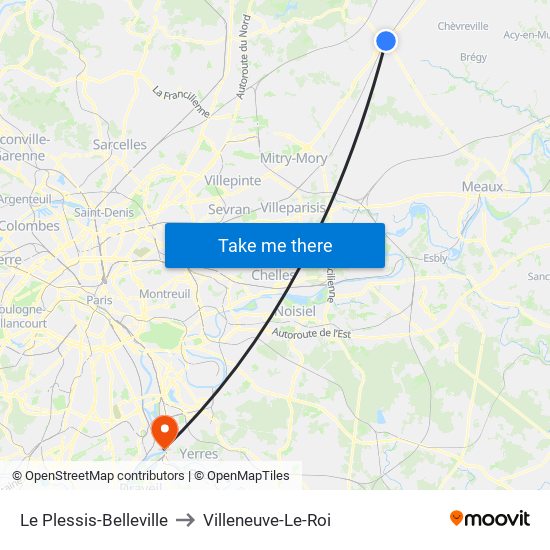 Le Plessis-Belleville to Villeneuve-Le-Roi map