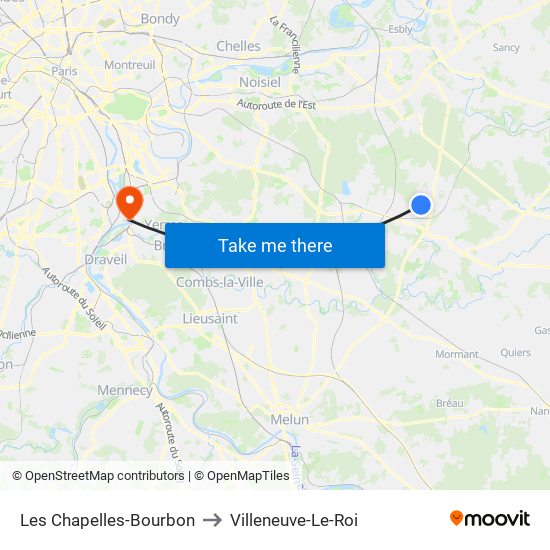 Les Chapelles-Bourbon to Villeneuve-Le-Roi map