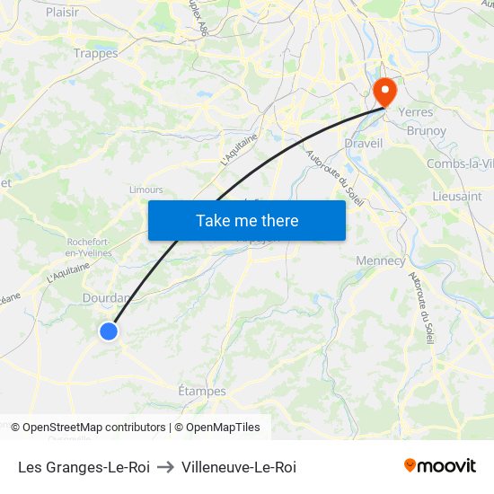 Les Granges-Le-Roi to Villeneuve-Le-Roi map