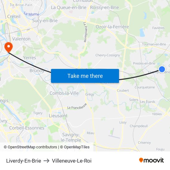 Liverdy-En-Brie to Villeneuve-Le-Roi map