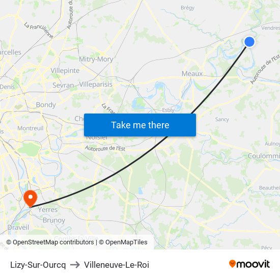 Lizy-Sur-Ourcq to Villeneuve-Le-Roi map