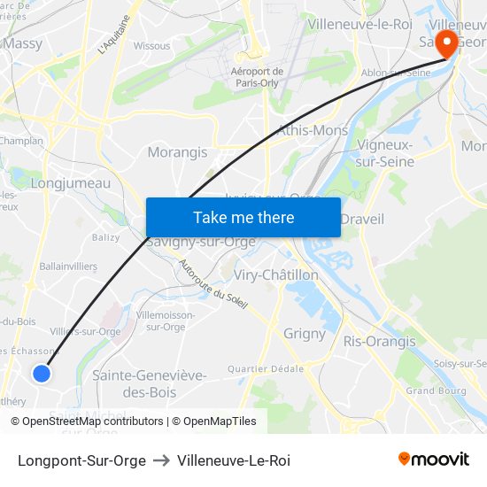 Longpont-Sur-Orge to Villeneuve-Le-Roi map