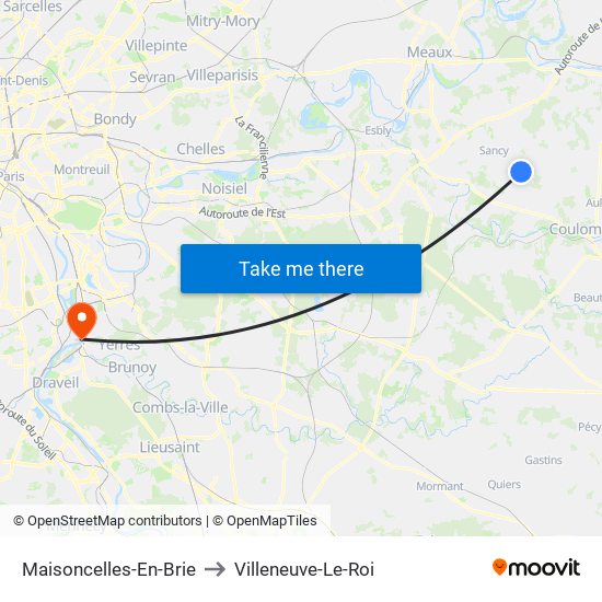 Maisoncelles-En-Brie to Villeneuve-Le-Roi map