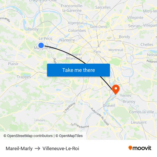 Mareil-Marly to Villeneuve-Le-Roi map
