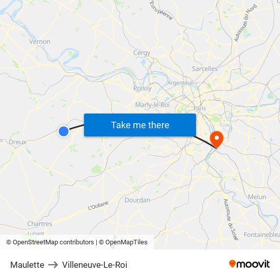 Maulette to Villeneuve-Le-Roi map