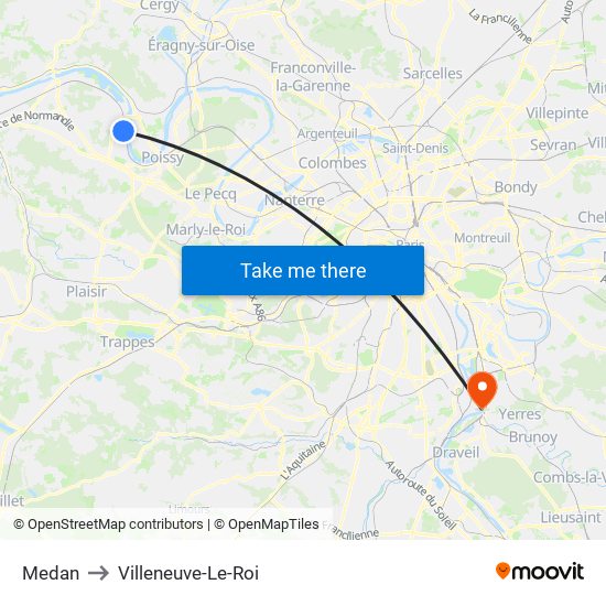 Medan to Villeneuve-Le-Roi map