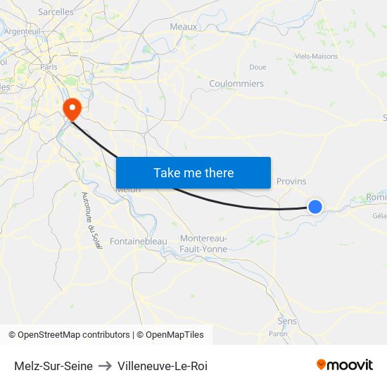 Melz-Sur-Seine to Villeneuve-Le-Roi map