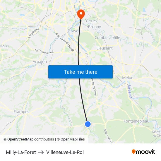 Milly-La-Foret to Villeneuve-Le-Roi map