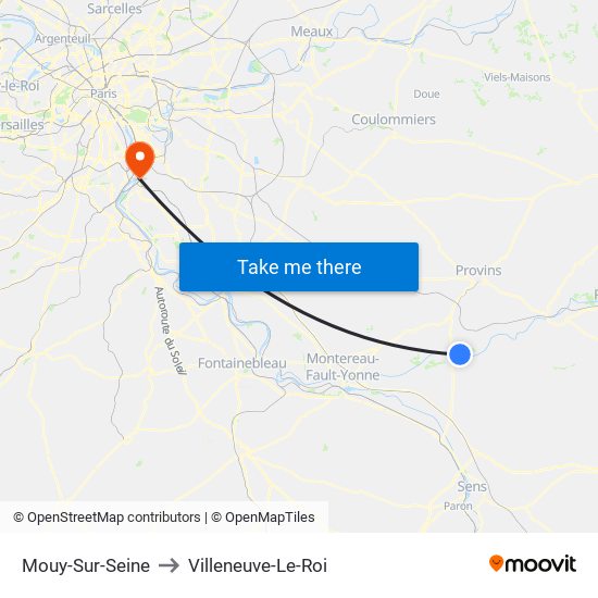 Mouy-Sur-Seine to Villeneuve-Le-Roi map