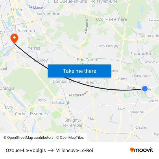 Ozouer-Le-Voulgis to Villeneuve-Le-Roi map