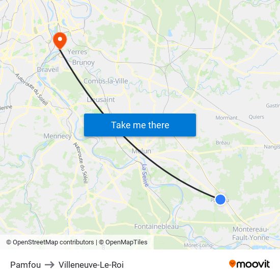 Pamfou to Villeneuve-Le-Roi map