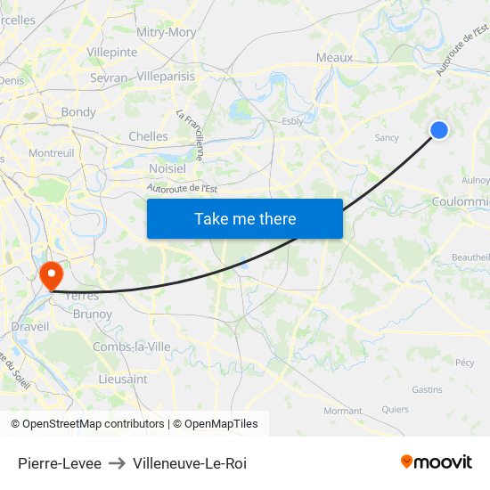 Pierre-Levee to Villeneuve-Le-Roi map